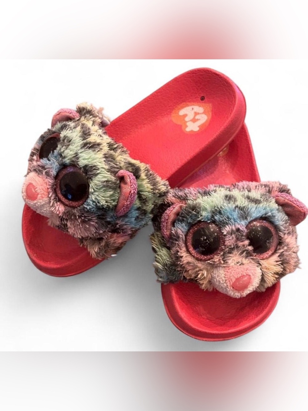 TY girls shoes slip ons size 9/10 sandals rainbow leopard print animal